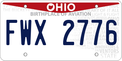 OH license plate FWX2776