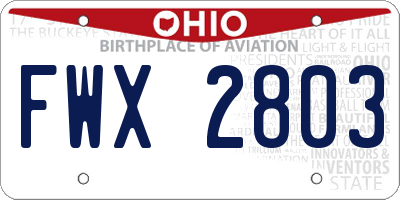 OH license plate FWX2803