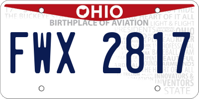 OH license plate FWX2817