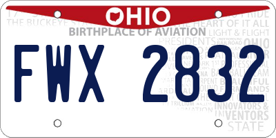 OH license plate FWX2832