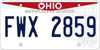 OH license plate FWX2859