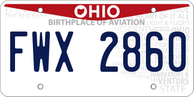 OH license plate FWX2860