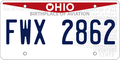 OH license plate FWX2862