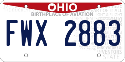 OH license plate FWX2883