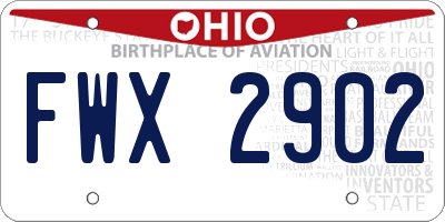 OH license plate FWX2902