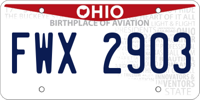 OH license plate FWX2903