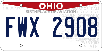 OH license plate FWX2908