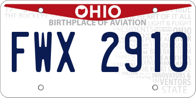 OH license plate FWX2910