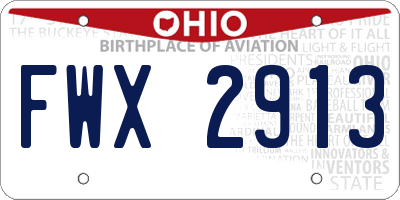 OH license plate FWX2913