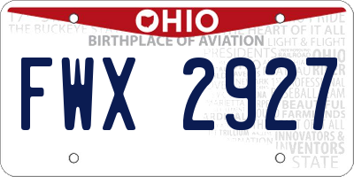 OH license plate FWX2927