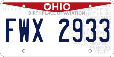 OH license plate FWX2933