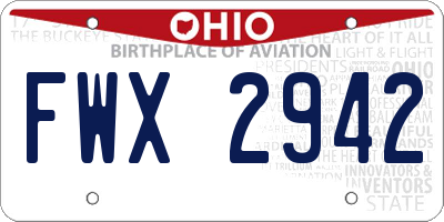 OH license plate FWX2942