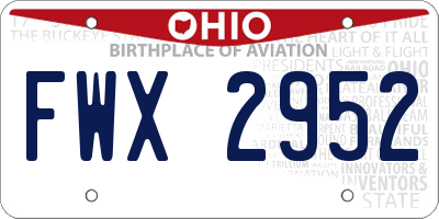 OH license plate FWX2952