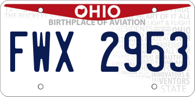 OH license plate FWX2953