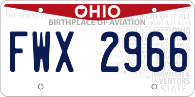 OH license plate FWX2966