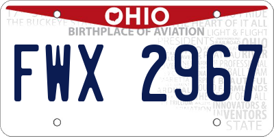 OH license plate FWX2967