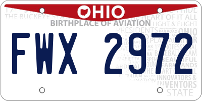 OH license plate FWX2972