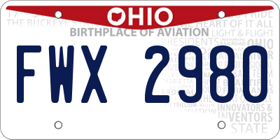 OH license plate FWX2980