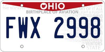 OH license plate FWX2998