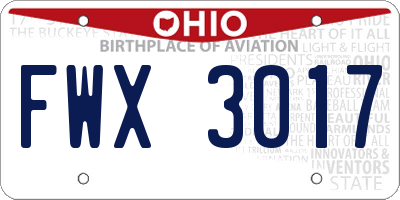 OH license plate FWX3017