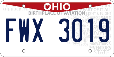 OH license plate FWX3019