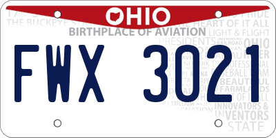 OH license plate FWX3021