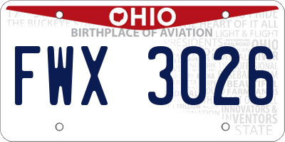 OH license plate FWX3026