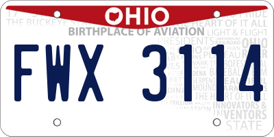 OH license plate FWX3114
