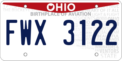 OH license plate FWX3122
