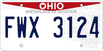 OH license plate FWX3124