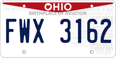OH license plate FWX3162