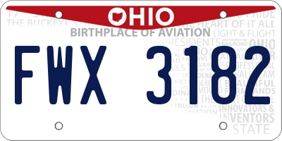 OH license plate FWX3182