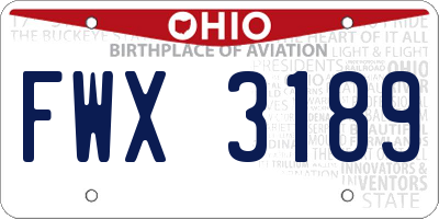 OH license plate FWX3189