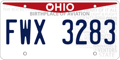 OH license plate FWX3283