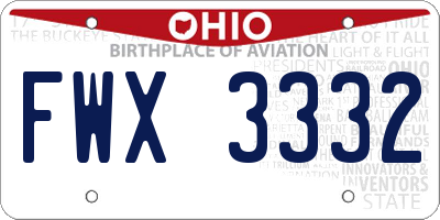 OH license plate FWX3332