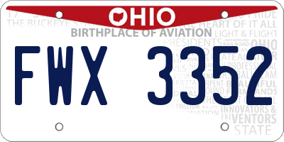 OH license plate FWX3352