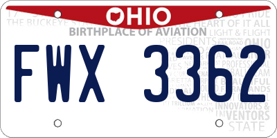 OH license plate FWX3362