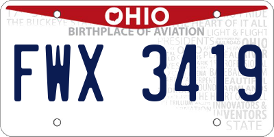 OH license plate FWX3419
