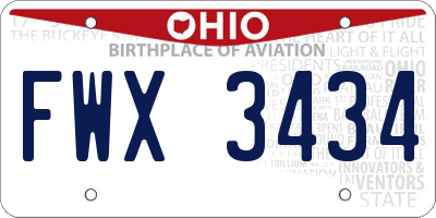 OH license plate FWX3434