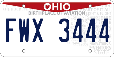 OH license plate FWX3444