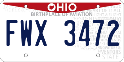 OH license plate FWX3472