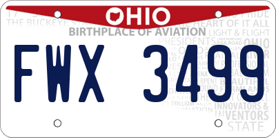 OH license plate FWX3499