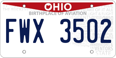 OH license plate FWX3502