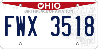OH license plate FWX3518