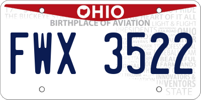 OH license plate FWX3522