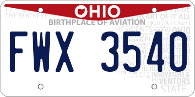 OH license plate FWX3540