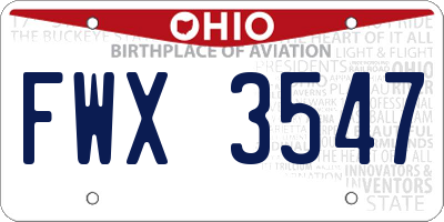 OH license plate FWX3547