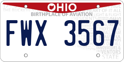 OH license plate FWX3567