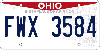 OH license plate FWX3584
