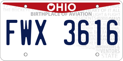 OH license plate FWX3616